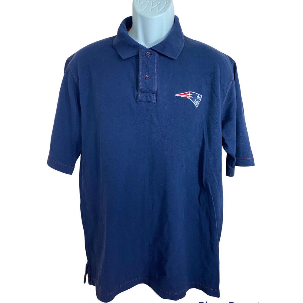 NFL Team Apparel New England Patriots Polo Shirt Sz M Navy Blue Short Sleeve